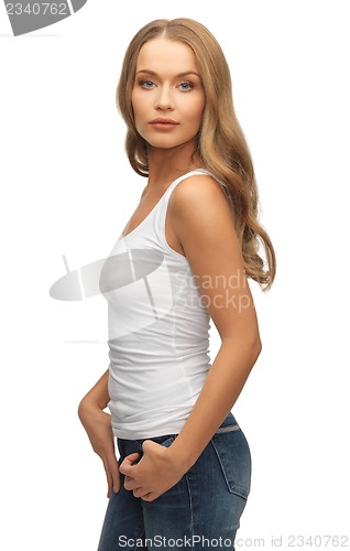 Image of beautiful woman in casual clothes