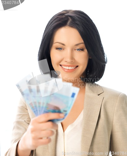 Image of lovely woman with euro cash money