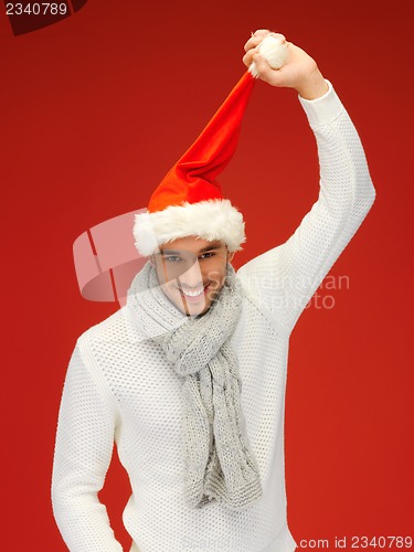 Image of handsome man in christmas hat