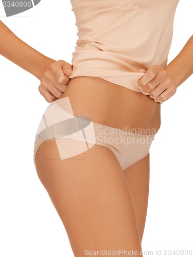 Image of woman in beige cotton undrewear