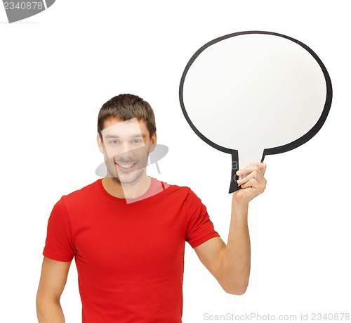 Image of smiling man with blank text bubble