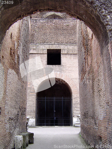 Image of View of an archway at The Colosseum - Rome