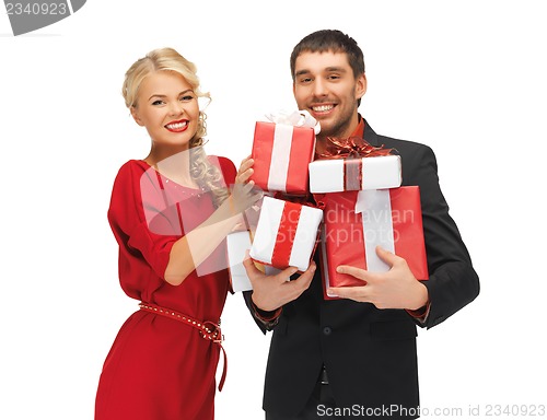 Image of man and woman with gift boxes