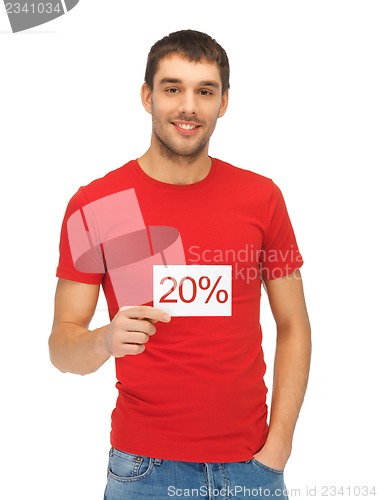 Image of handsome man with discount card.