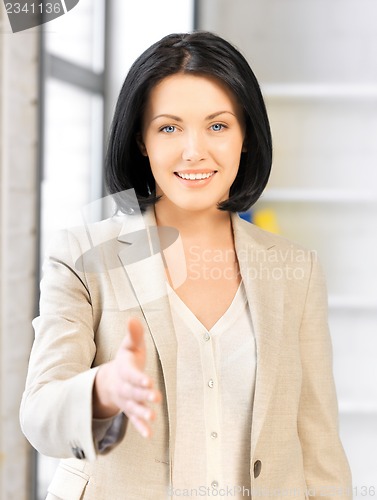 Image of woman with an open hand ready for handshake