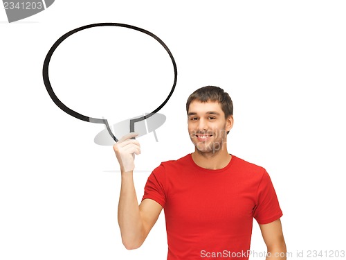 Image of smiling man with blank text bubble