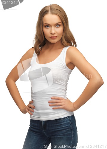 Image of woman in blank white t-shirt