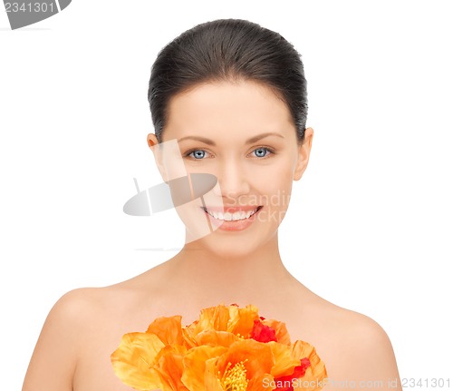 Image of woman with red flowers