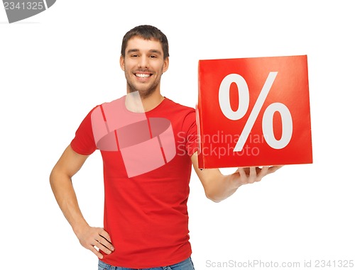 Image of man with percent sign