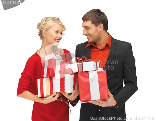 Image of man and woman with gift boxes