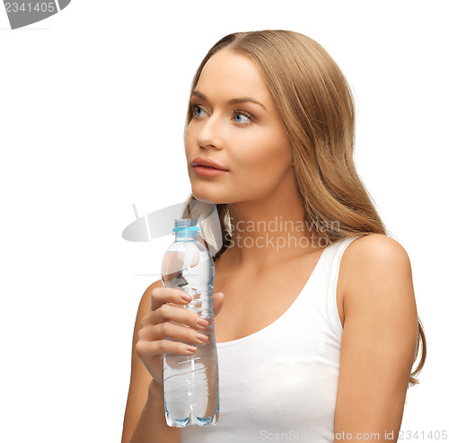 Image of young beautiful woman with  bottle of water