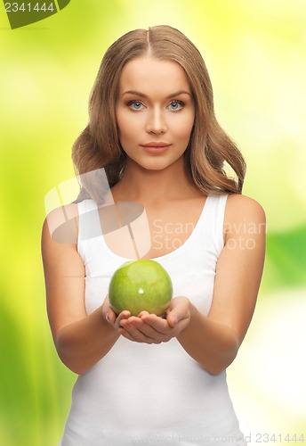 Image of woman with green apple