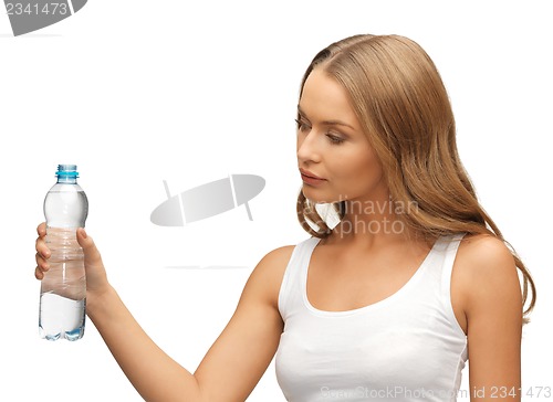 Image of young beautiful woman with  bottle of water
