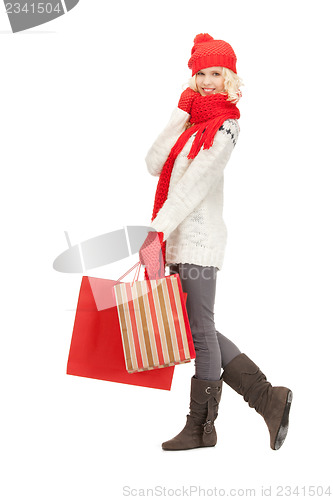 Image of young girl with shopping bags