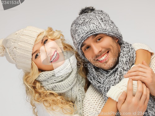 Image of family couple in a winter clothes