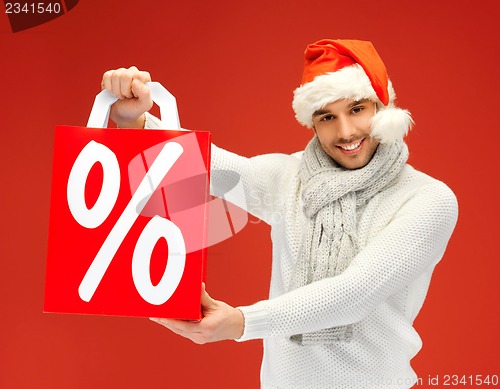 Image of handsome man in christmas hat