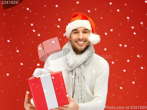 Image of handsome man in christmas hat