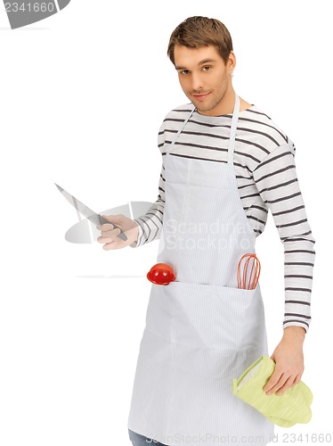 Image of handsome man with knife