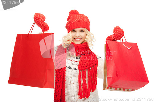 Image of young girl with shopping bags