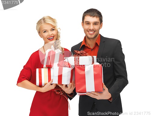 Image of man and woman with gift boxes