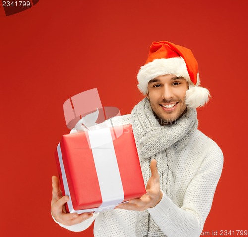 Image of handsome man in christmas hat