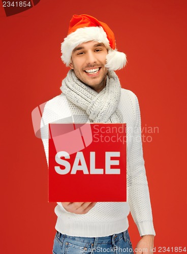 Image of handsome man in christmas hat