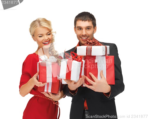 Image of man and woman with gift boxes