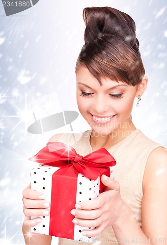 Image of happy woman with gift box