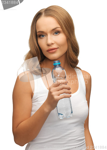 Image of young beautiful woman with  bottle of water