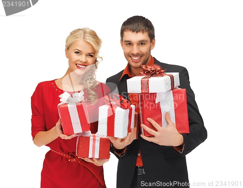 Image of man and woman with gift boxes