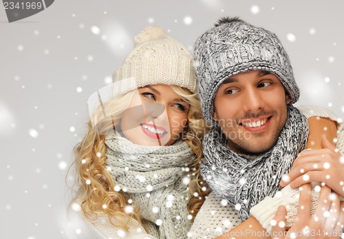 Image of family couple in a winter clothes