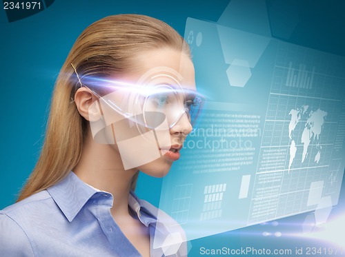 Image of businesswoman with virtual glasses