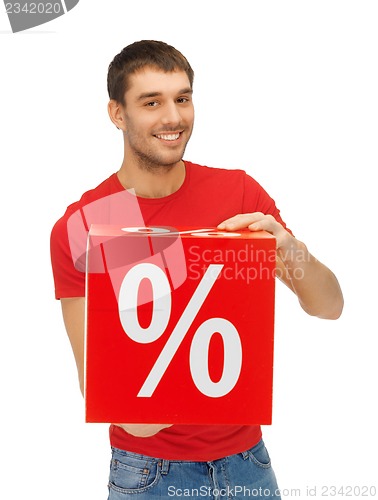 Image of man with percent sign