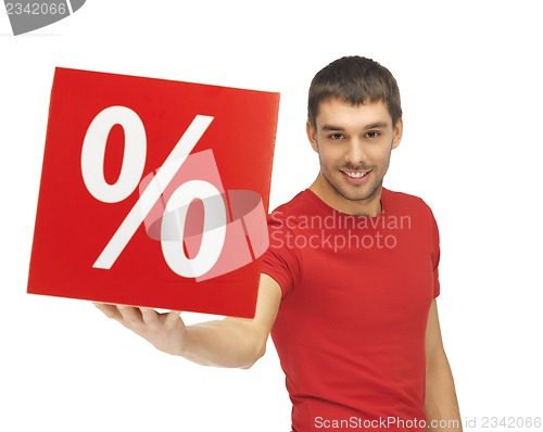 Image of man with percent sign