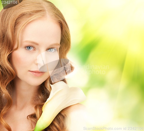 Image of beautiful woman with calla flower