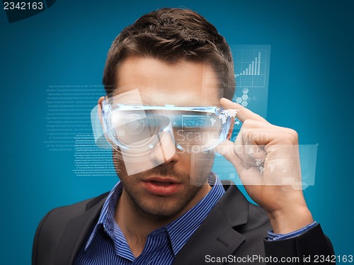 Image of businessman with digital glasses
