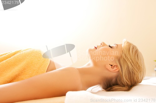 Image of beautiful woman in spa salon