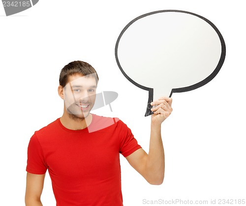 Image of smiling man with blank text bubble
