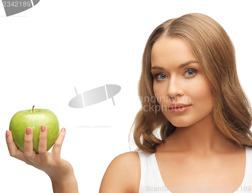 Image of woman with green apple