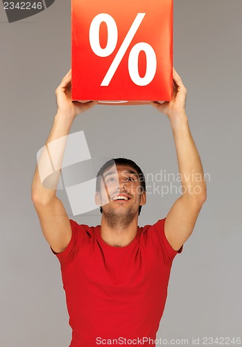 Image of man with percent sign