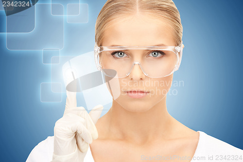 Image of woman working with virtual screen