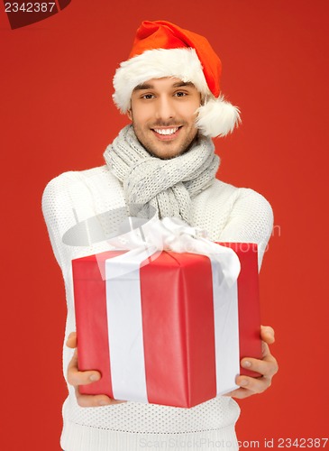 Image of handsome man in christmas hat