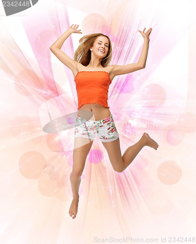Image of beautiful woman in casual clothes