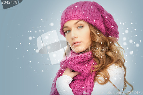 Image of beautiful woman in winter hat