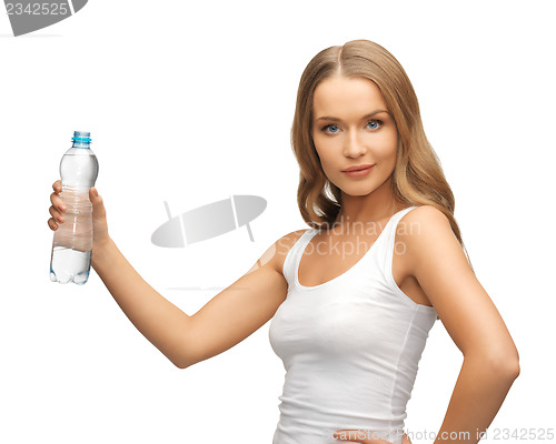 Image of young beautiful woman with  bottle of water