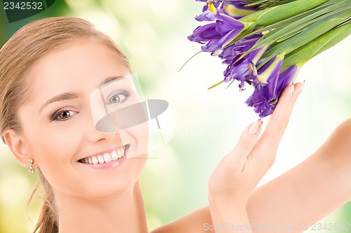 Image of happy girl with flowers