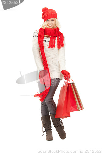 Image of young girl with shopping bags