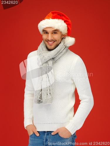 Image of handsome man in christmas hat