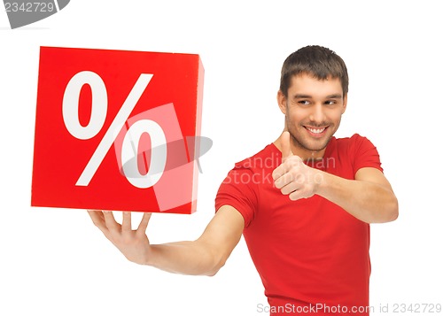 Image of man with percent sign