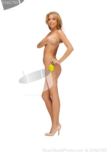 Image of healthy naked woman with lemon